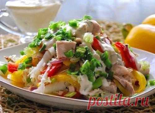 Лучшие кулинарные рецепты: Салат с куриным филе "Радуга"