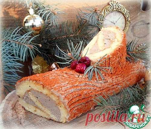 Закусочное рождественское "полено" с печеночным кремом - кулинарный рецепт