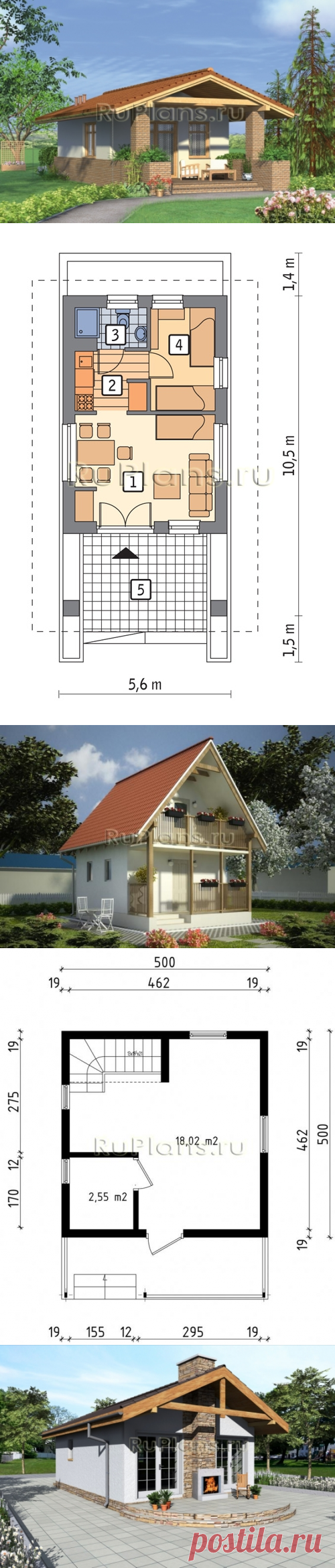 Проекты домов и коттеджей до 100 кв м (м2) - https://ruplans.ru/proekti/do100m/