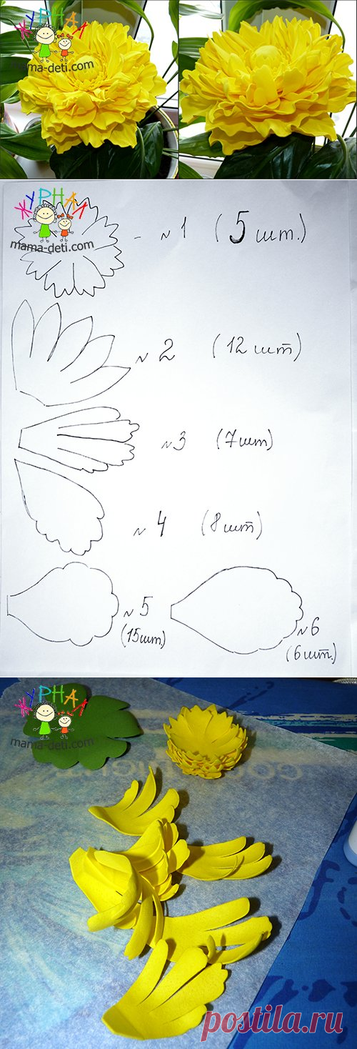Пион из фоамирана своими руками | Цветы из фоамирана мастер классы » Журнал для мам и детей