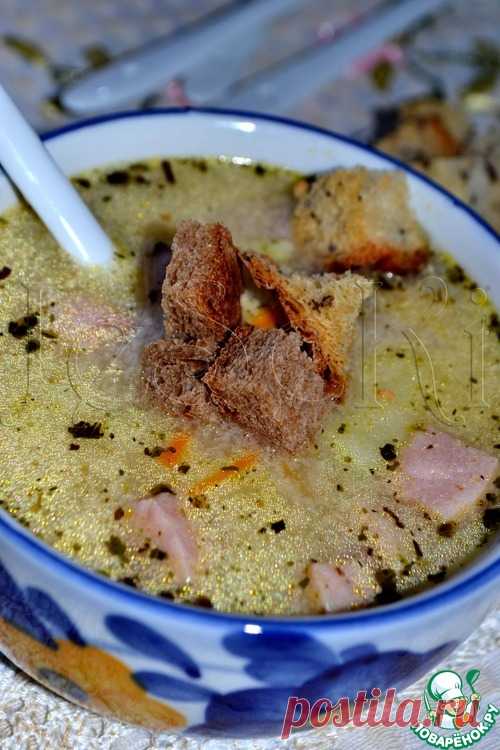 Сливочно-сырный суп с ветчиной и сухариками - кулинарный рецепт