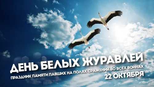 Пусть небо наше будет чистым,
Пусть не тревожит гул войны.
Желаю жить в любви и счастье,
Ведь мы для мира рождены. Открытки на День белых журавлей!