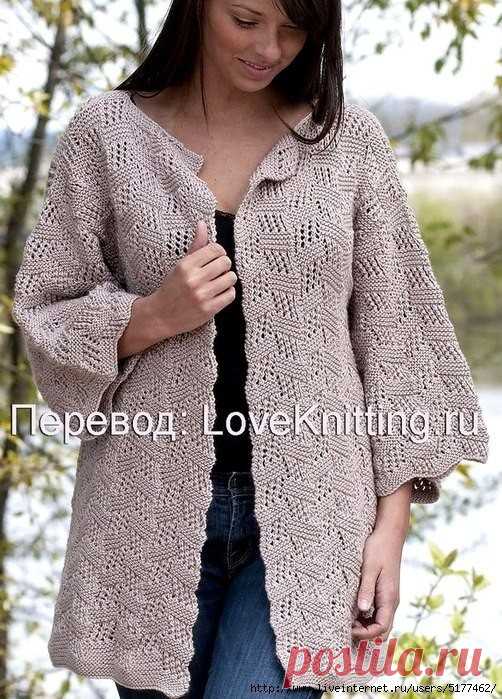 НАРЯДНЫЙ КАРДИГАН СПИЦАМИ
Великолепный кардиган от дизайнера Grace Alexander не оставит равнодушной ни одну мастерицу.
Размер: S-M/L
ВАМ ПОНАДОБИТСЯ
800/900 г светло-зеленой пряжи (70% мериносовой шерсти, 30% шелка, 200 м /100 г);
круговые спицы № 4 длиной 80 см;
петледержатели.
Платочная вязка: лиц. и изн. р. – лиц. п.;
«Фантазийный узор»: вязать по схеме. Повторять 1-16-й р.
ПЛОТНОСТЬ ВЯЗАНИЯ
«Фантазийный узор»: 16 п. = 7,5 см; 32 р. = 9 см.
Туловище
Внимание! Вя...