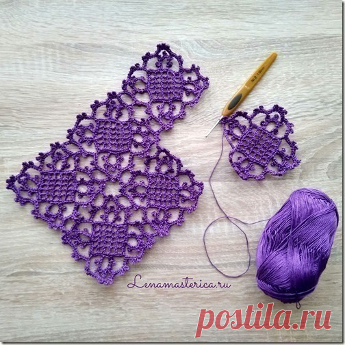 Мотив “Королевский квадрат”. Схема
Автор lenamasterica
Мотив универсальный и очень красивый. Много всего можно придумать — салфетки, скатерти, наволочки, одежда… следуйте за своей фантазией и вдохновением! Чем тоньше возьмете ниточки и крючок, тем ажурнее и невесомее получится вещь.
Схема представлена ниже. Вяжите с удовольствием!
Мотивы соединяются между собой в процессе вязания последнего ряда.