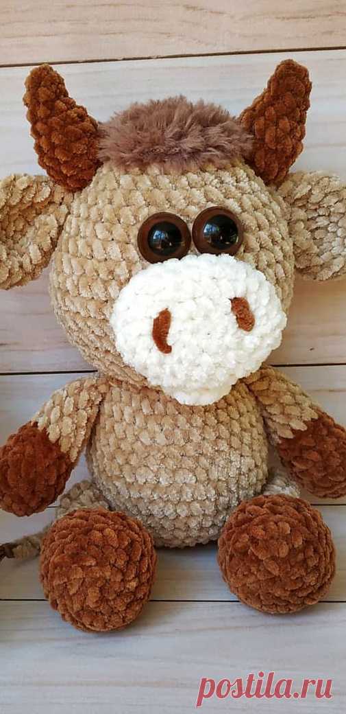 PDF Борька Бычок крючком. FREE crochet pattern; Аmigurumi animal patterns. Амигуруми схемы и описания на русском. Вязаные игрушки и поделки своими руками #amimore - корова, коровка, телёнок, бык, маленький бычок.
