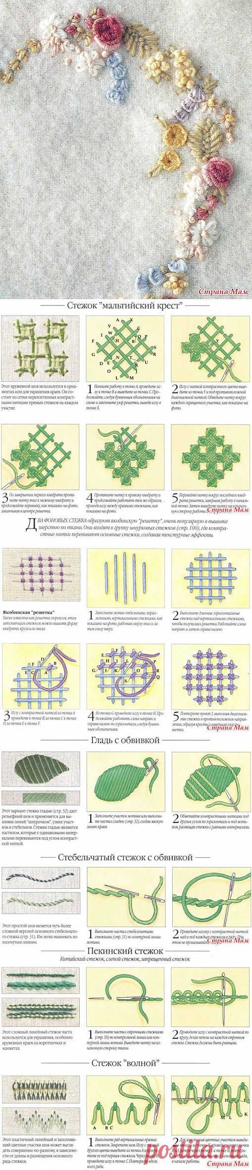 ВИДЫ СТЕЖКОВ В ОБЪЕМНОЙ ВЫШИВКЕ.: Дневник группы "Клуб рукоделия" - Страна Мам