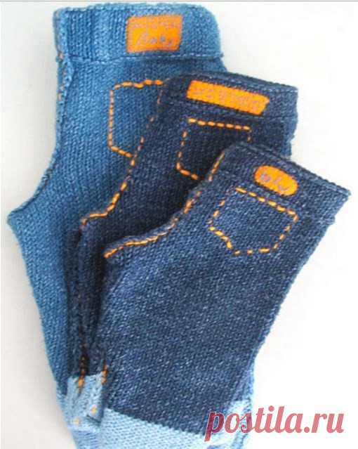Штанишки - джинсы спицами