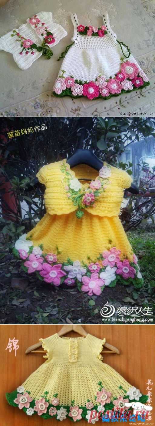 Очаровательное детское платье *Весна* крючком +комплекты с болеро