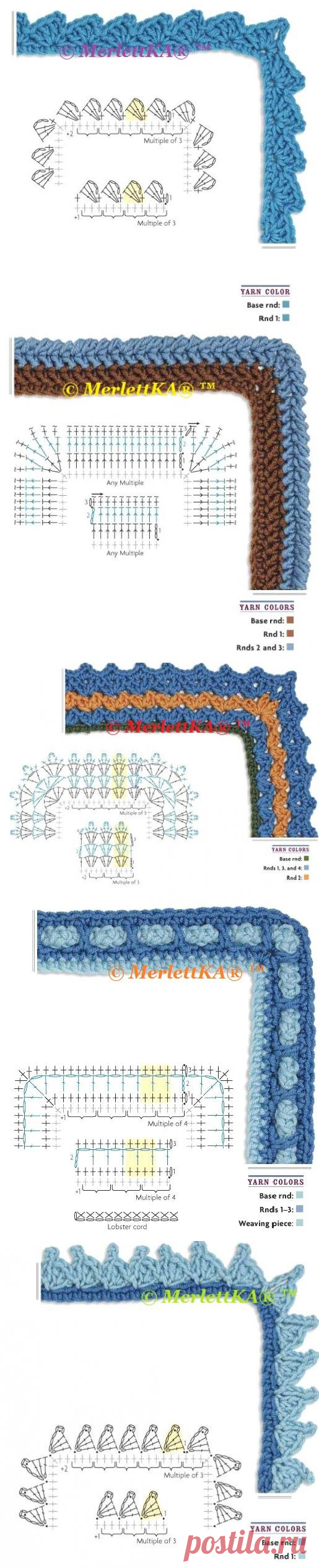 Вязание крючком - коллекция обвязки углового края (окантовка угла) - 29шт