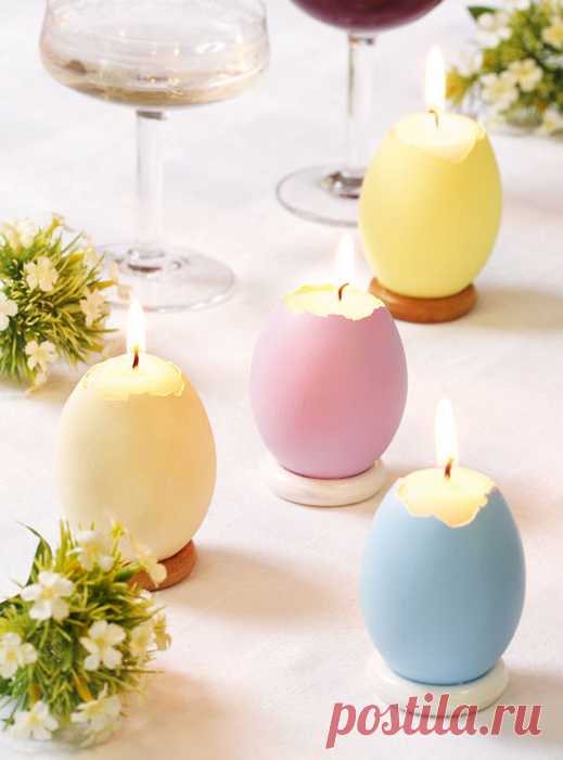 Пасхальные яйца-свечи для украшения праздничной сервировки стола.