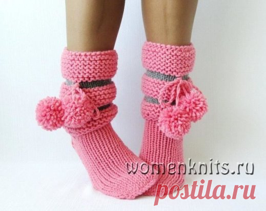 Сапожки спицами — все очень просто
Описание: http://womanknits.ru/vyazanie-dlya-zhenshchin/noski-tapochki/sapozhki-spitcami-vse-ochen-prosto