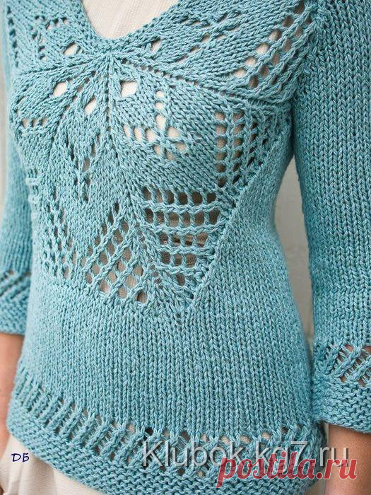 Пуловер с ажурной вставкой из Berroco | Клубок