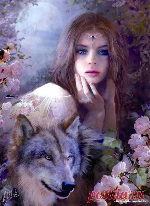 Девушка и волк.    ----   Chronik-Fotos | Facebook