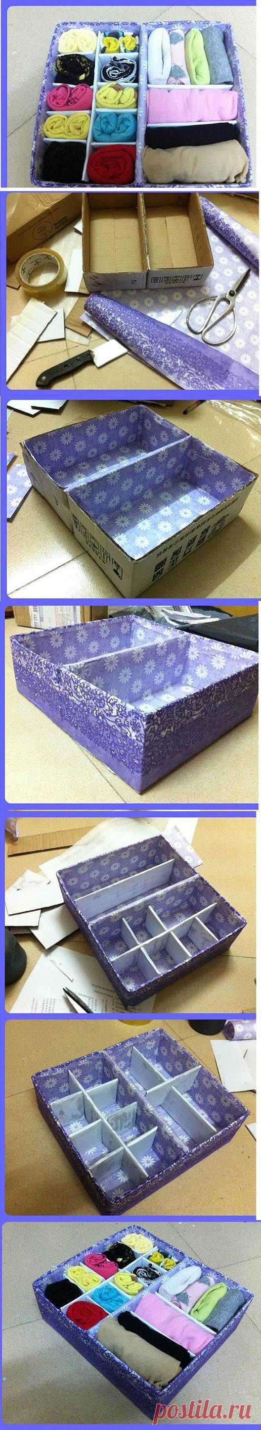 DIY Cardboard Underwear Storage Box | iCreativeIdeas.com