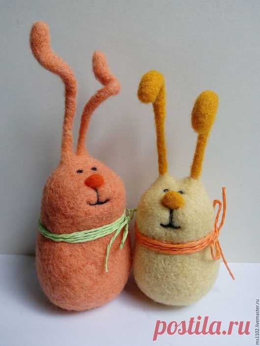 Купить Солнечные зайцы - комбинированный, зайка, валяный зайчик, игрушка ручной работы, валяная игрушка