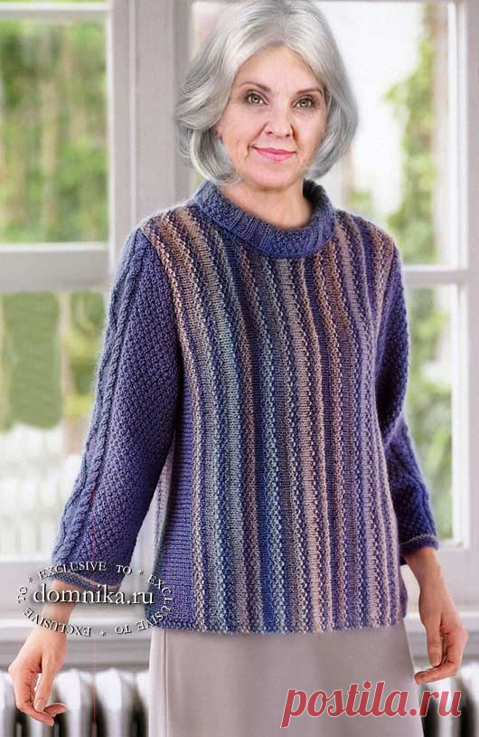Вязаный джемпер спицами для женщин старше 60 лет - 5 женских пуловеров