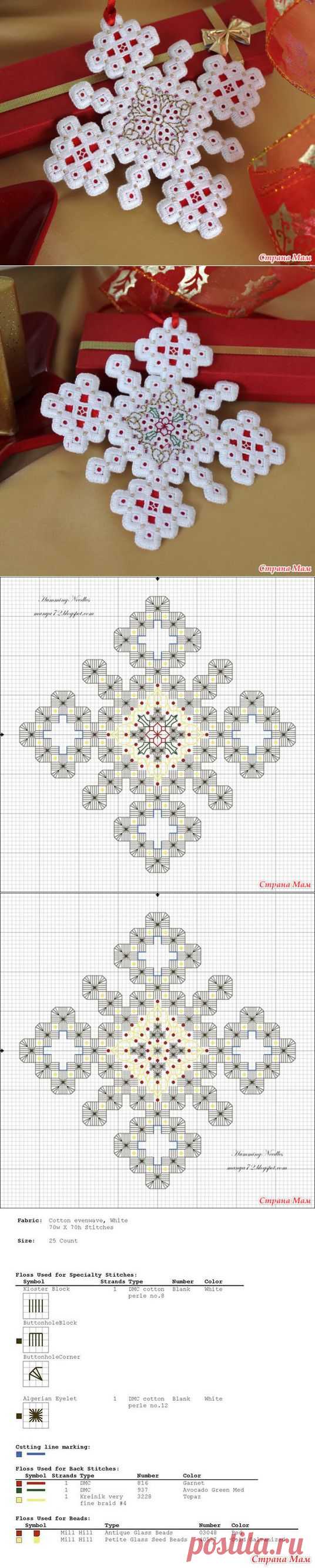 Орнамент "Снежинка" (хардангер) - Бискорню и другие "кривульки" - Страна Мам