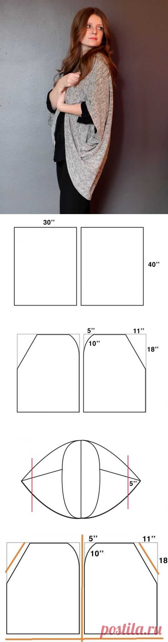 Простая выкройка легкой накидки / Простые выкройки / Своими руками - выкройки, переделка одежды, декор интерьера своими руками - от ВТОРАЯ УЛИЦА