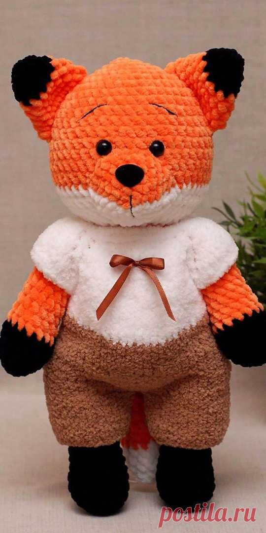 PDF Лисёнок крючком. FREE crochet pattern; Аmigurumi doll patterns. Амигуруми схемы и описания на русском. Вязаные игрушки и поделки своими руками #amimore - Лиса, лисица, лисёнок, лисичка.