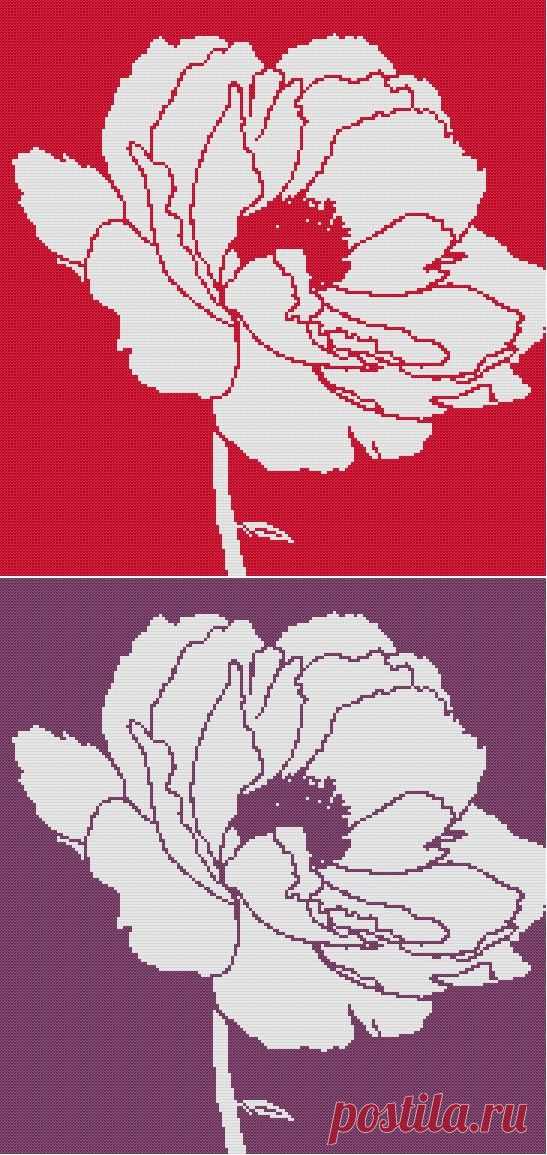 One Color Poppy cross stitch pattern от WooHooCrossStitch на Etsy