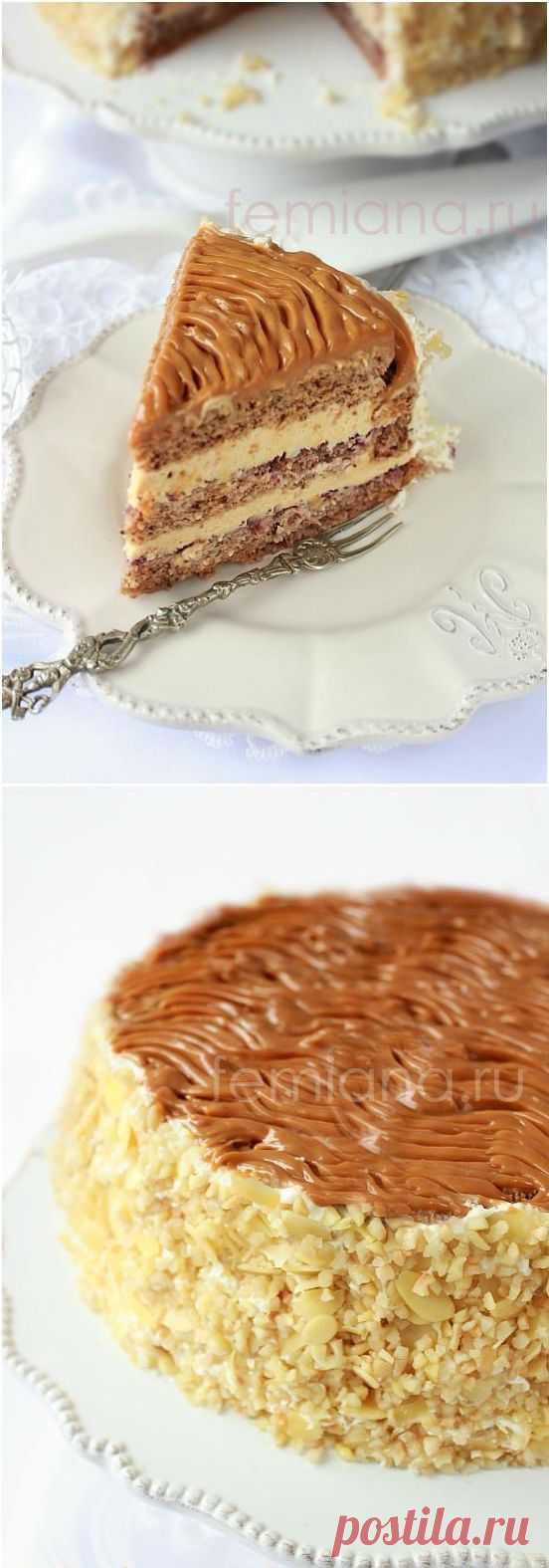 Бисквитный торт с орехами и сливочным кремом на вареной сгущенке | FEMIANA