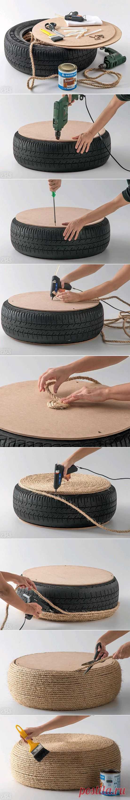 DIY Tire Ottoman DIY...@Echo泡泡沫采集到巧手工坊(110图)_花瓣手工/布艺