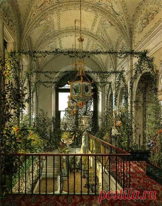 Konstantin Andreyevich Ukhtomsky, "The Small Winter Garden of Empress Alexandra Fyodorovna," 1870s.  |  Pinterest • Всемирный каталог идей