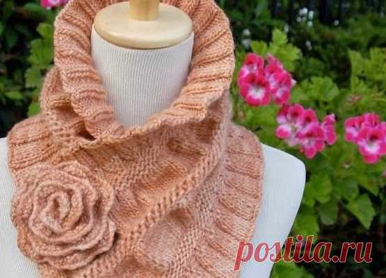 Красивый шарф-воротник с розой | Наш дом