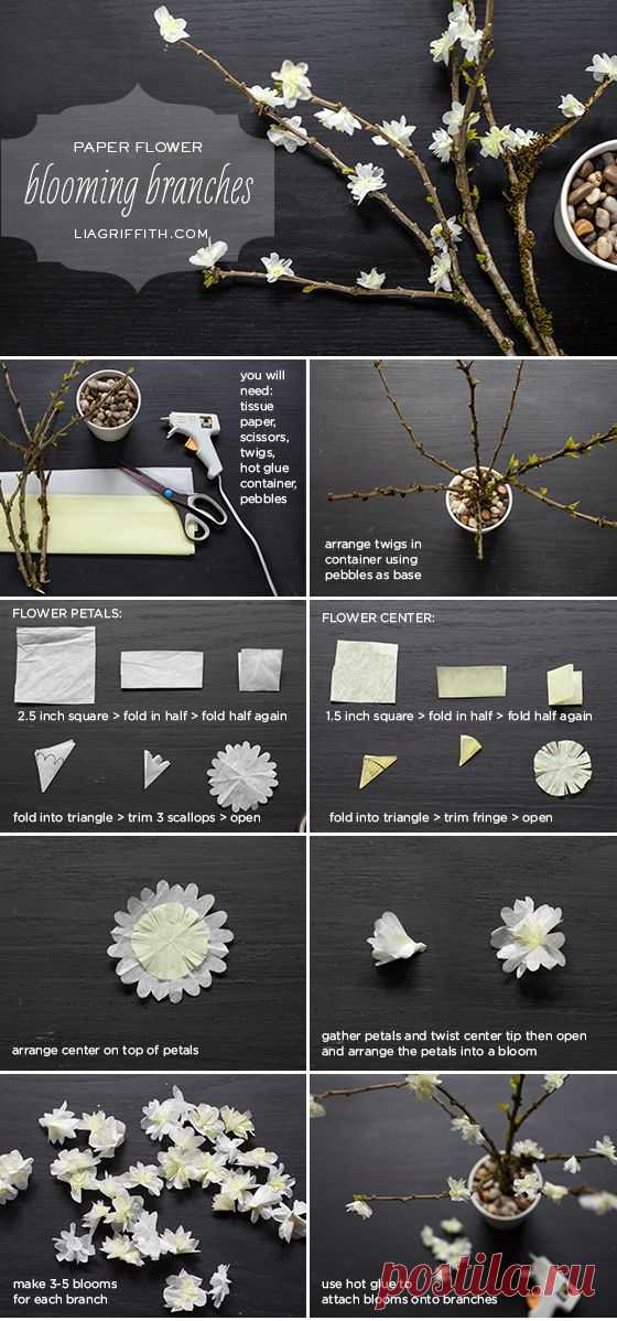 DIY Tissue Paper Blooming Branches