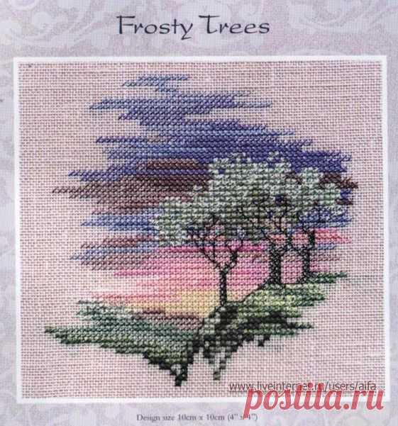 Вышивка крестом, схемы Мини-пейзажи-сюжеты Derventwater Minuets Frosty trees.