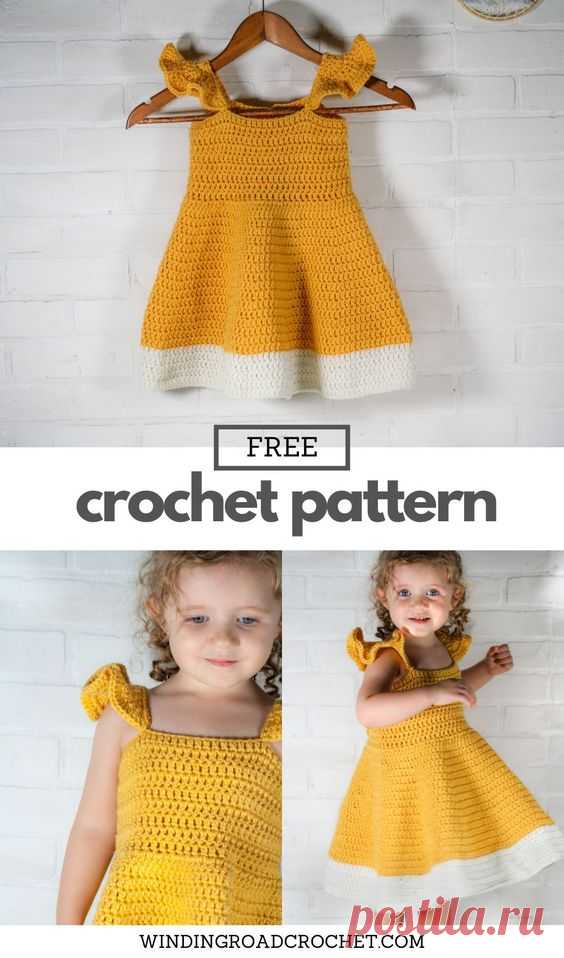 Crochet an easy toddler dress. Free pattern by Winding Road Crochet.