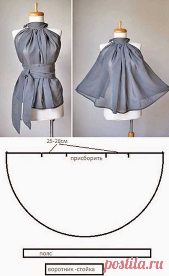 Простые платья и блузы из круга ткани. Идеи и выкройки