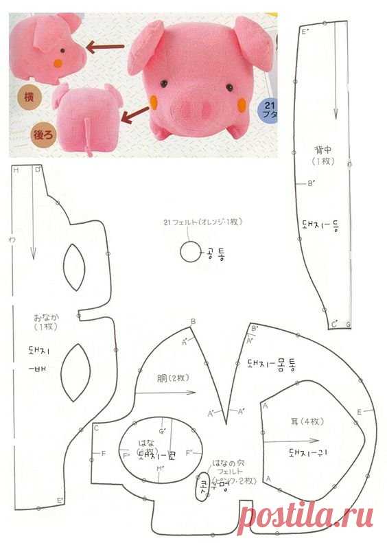 Мягкая игрушка своими руками. Свинка / Тильда, мягкие игрушки своими руками, выкройки / КлуКлу. Рукоделие - бисероплетение, квиллинг, вышивка крестом, вязание