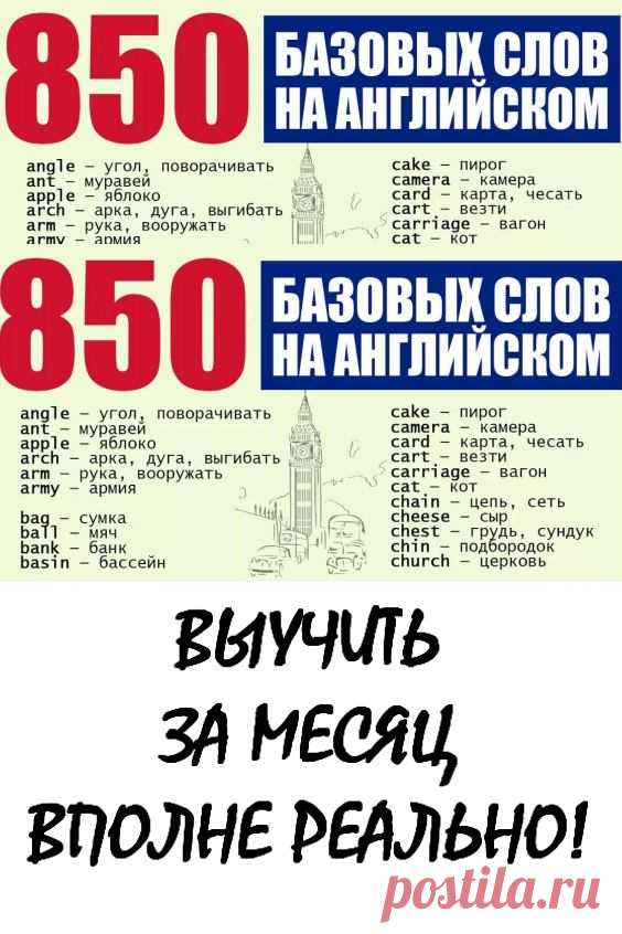 850 слов на английском для свободного общения! Выучить за месяц — вполне реально. Предлагаем самые распространенные фразы на английском с переводом и транскрипцией. … #интересно #полезно