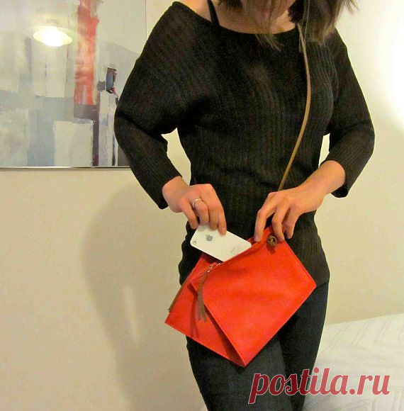 Leather cross body bag / hip bag / shoulder bag in by rinarts