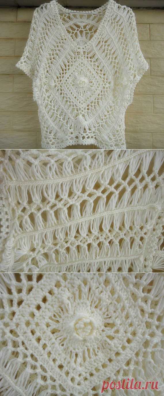 hairpin crochet women boho top lace blouse от Tinacrochetstudio