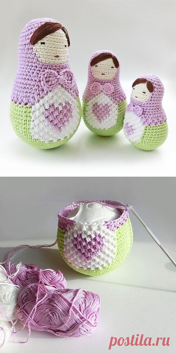 Amigurumi doll pattern crochet nesting dolls pattern. от goolgool