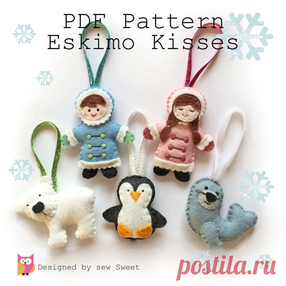 Eskimo Kisses Christmas Ornament decorations pdf por sewsweetuk