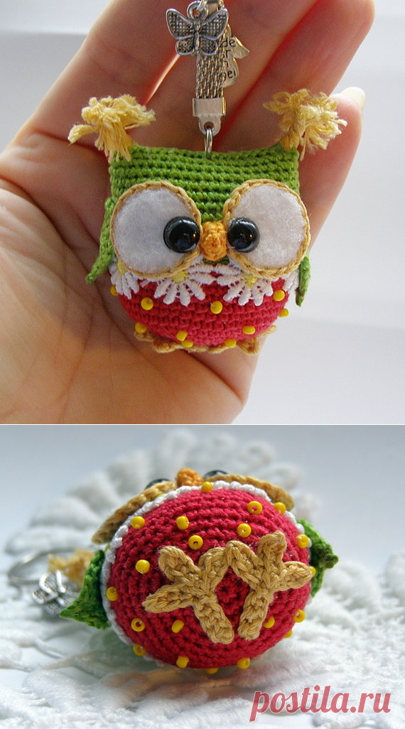 Owl keychain crochet owl key chain amigurumi owl toy bag by Laska