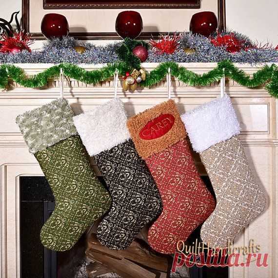 Xmas Stocking Christmas Stocking Quilted by QuiltHandicrafts