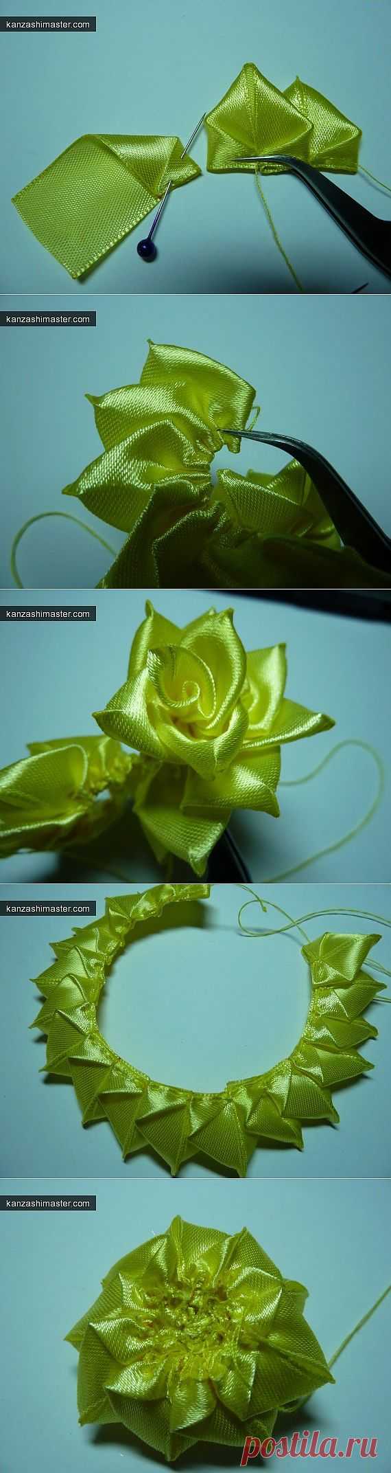 How to make easy fabric flowers. How to fold a ribbon rose | Laboratory household
