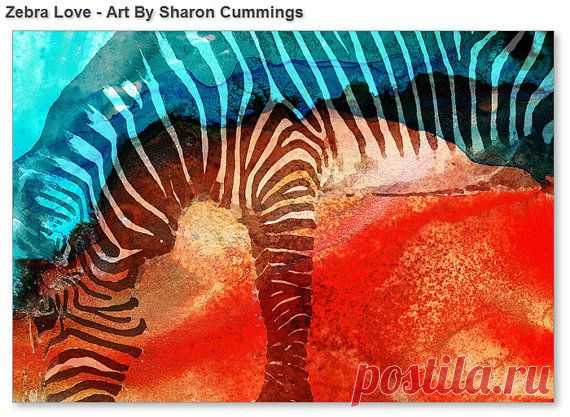 Zebra Art PRINT from Painting Zebras Zoo от BuyArtSharonCummings