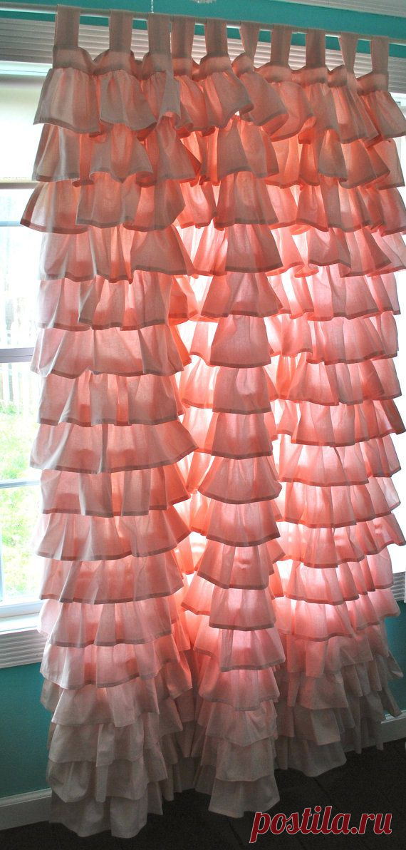Ruffled Pink Curtain by PaulaAndErika on Etsy