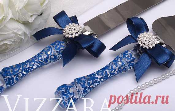 wedding cake knife set blue Wedding Navy blue Wedding Knife