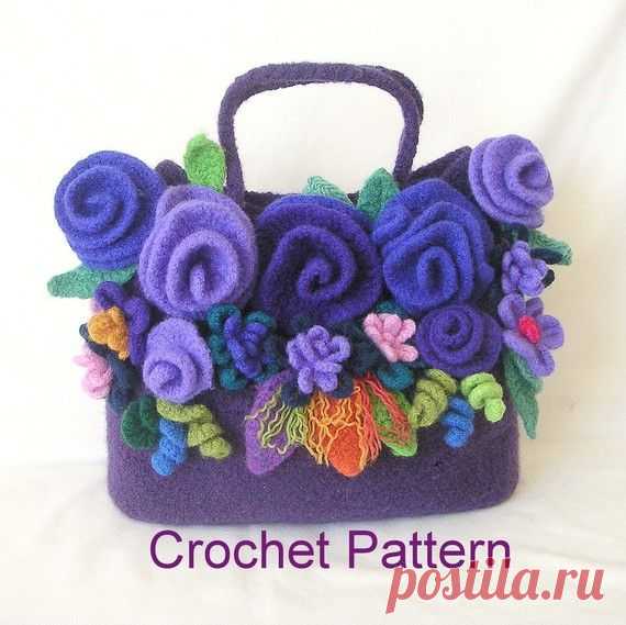 Оригинальные вязано-валяные сумки с цветами — Рукоделие