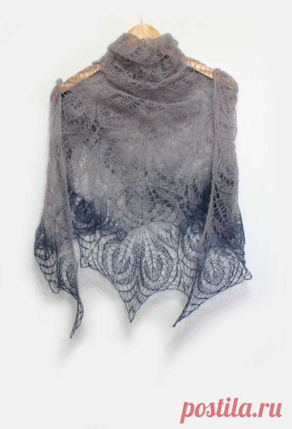 Knitted shawl gray shawl bridal shawl knit shawl knit