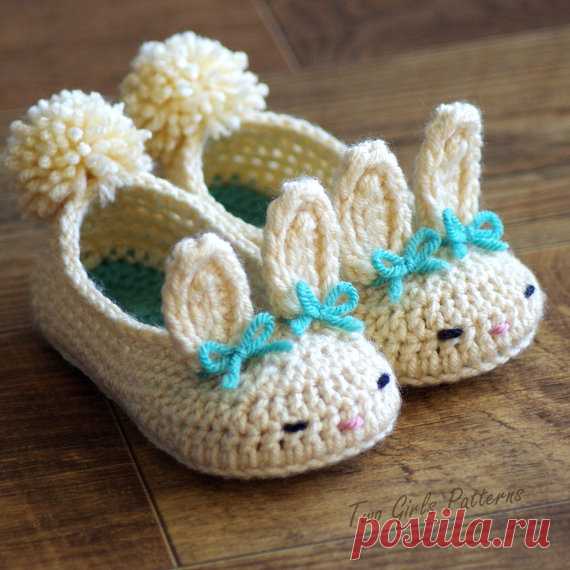 Toddler Bunny Slippers Tot Hops Toddler Crochet Pattern - Childrens Shoe Sizes 4 - 9 - ALL Six Sizes on Luulla