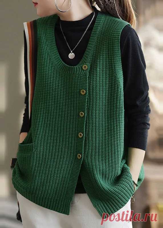2022 Winter Knit Button Sleeveless Vest Sweater FA051