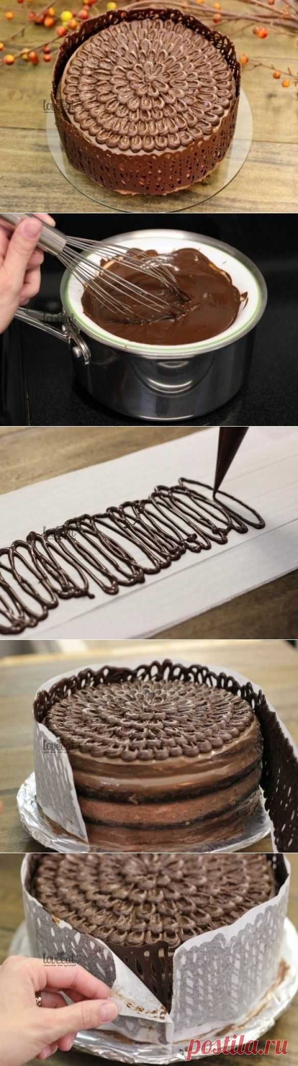 Как приготовить шоколадный заборчик для торта. - рецепт, ингридиенты и фотографии