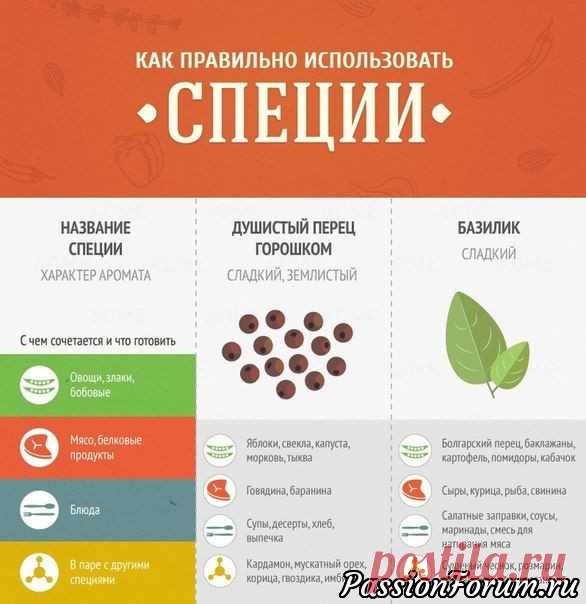 Классная шпаргалка по использованию специй.